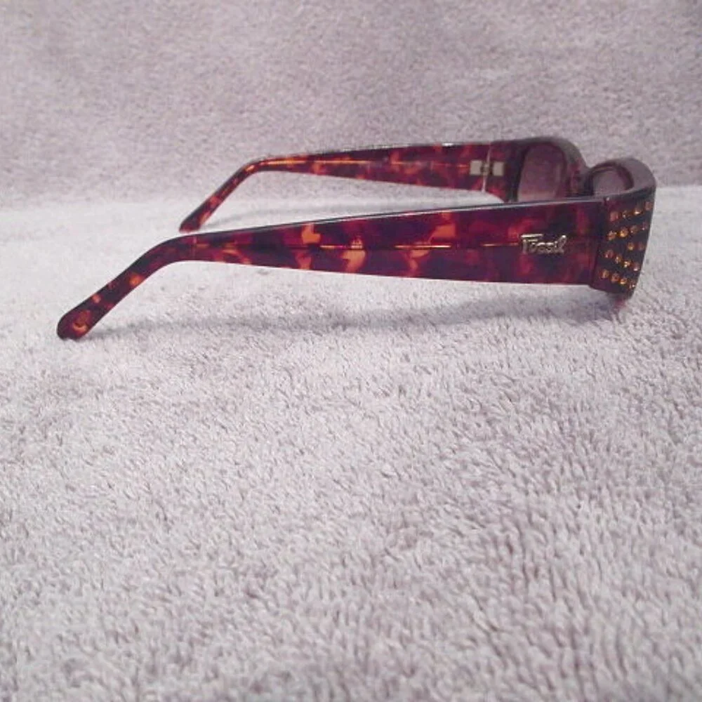 Vtg Fossil Tortoiseshell Sunglasses Rhinestones Cat 2 